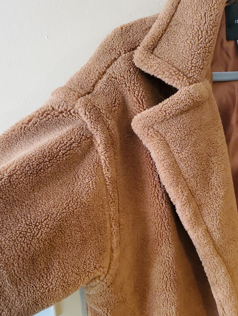 Forever 21 Plush Drop-Sleeve Teddybear Openfront Coat In Brown Size L - Picture 7 of 10